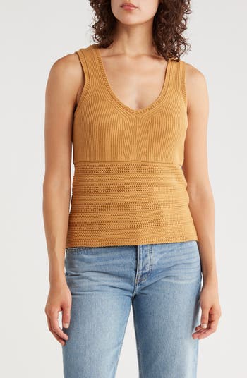 売れ筋商品|||ダナ キャラン ニューヨーク カットソー トップス レディース Women's Open-Knit Sleeveless V-Neck Sweater Light City Khaki/Ivory WOMEN'S SWEATERS & TOPS | DKNY