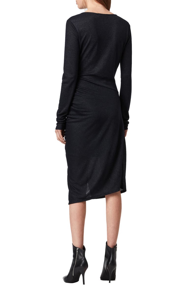Rina Glitz Drawstring Long Sleeve Wrap Dress, Alternate, color, INK BLUE