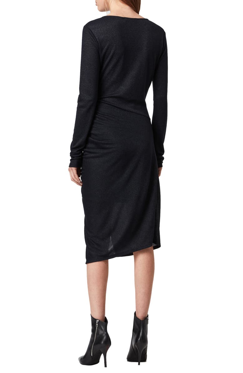 AllSaints Rina Glitz Drawstring Long Sleeve Wrap Dress, Alternate, color, 