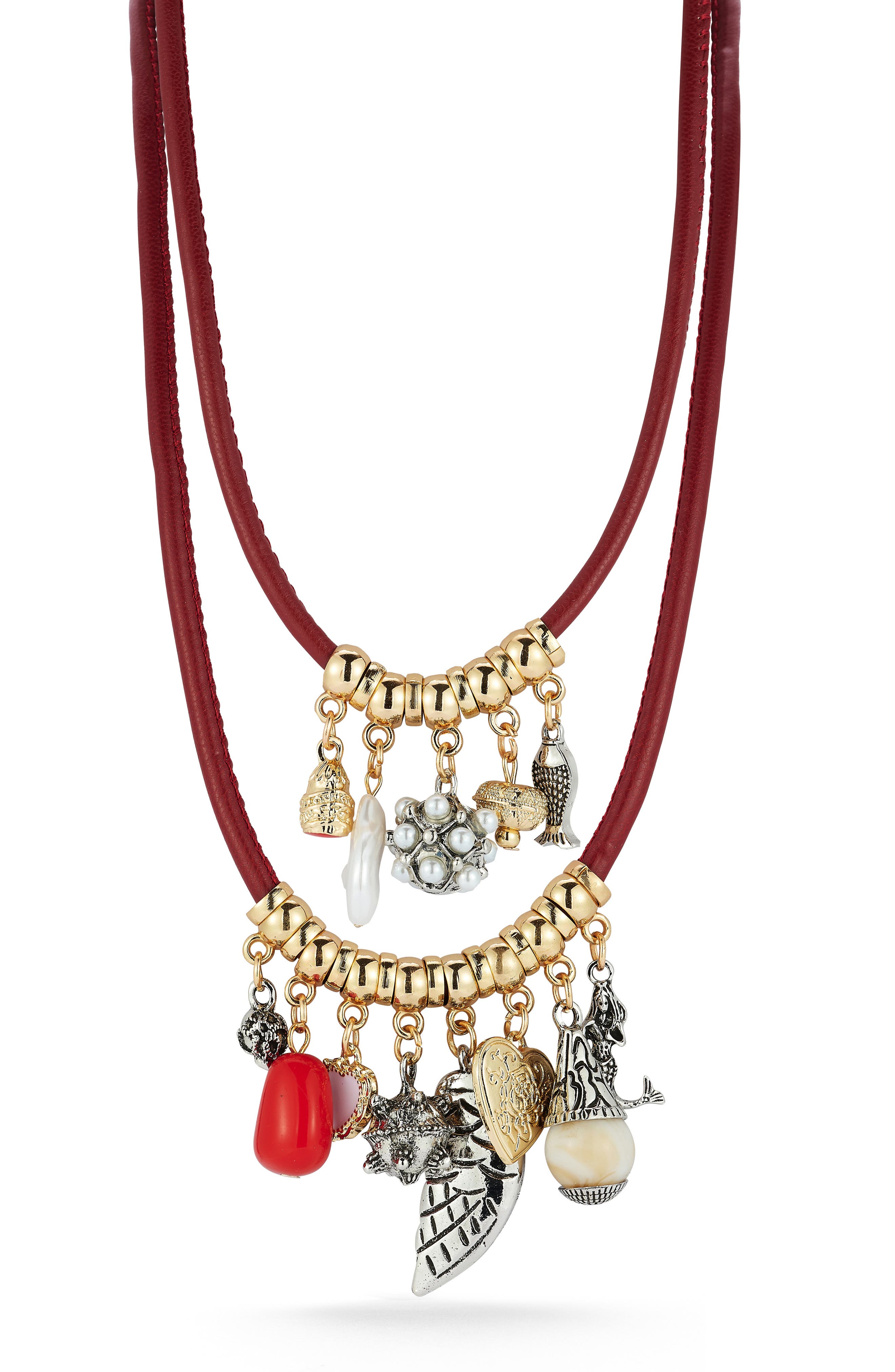 Faux Pearl & Mixed Charm Set of 2 Layered Necklaces