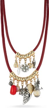 CHLOE AND MADISON Faux Pearl & Mixed Charm Set of 2 Layered Necklaces