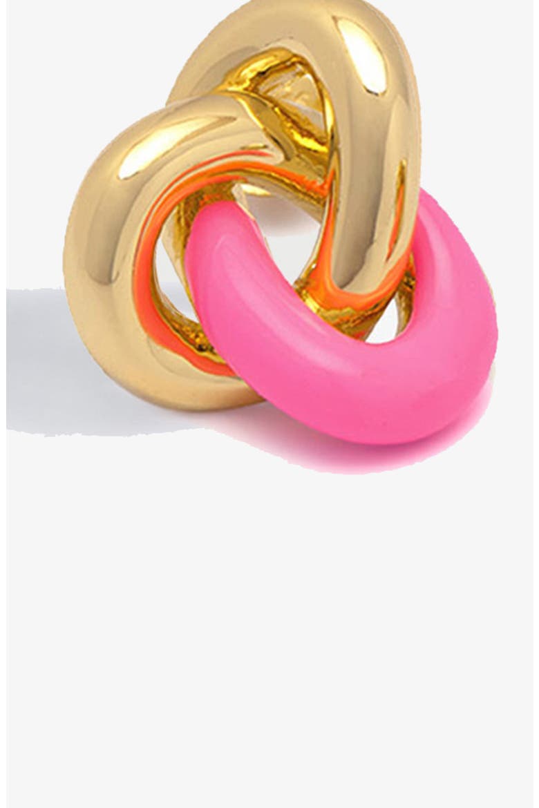 Kalno Midi Studs in Gold and Pink, Alternate, color, Gold / Pink Enamel