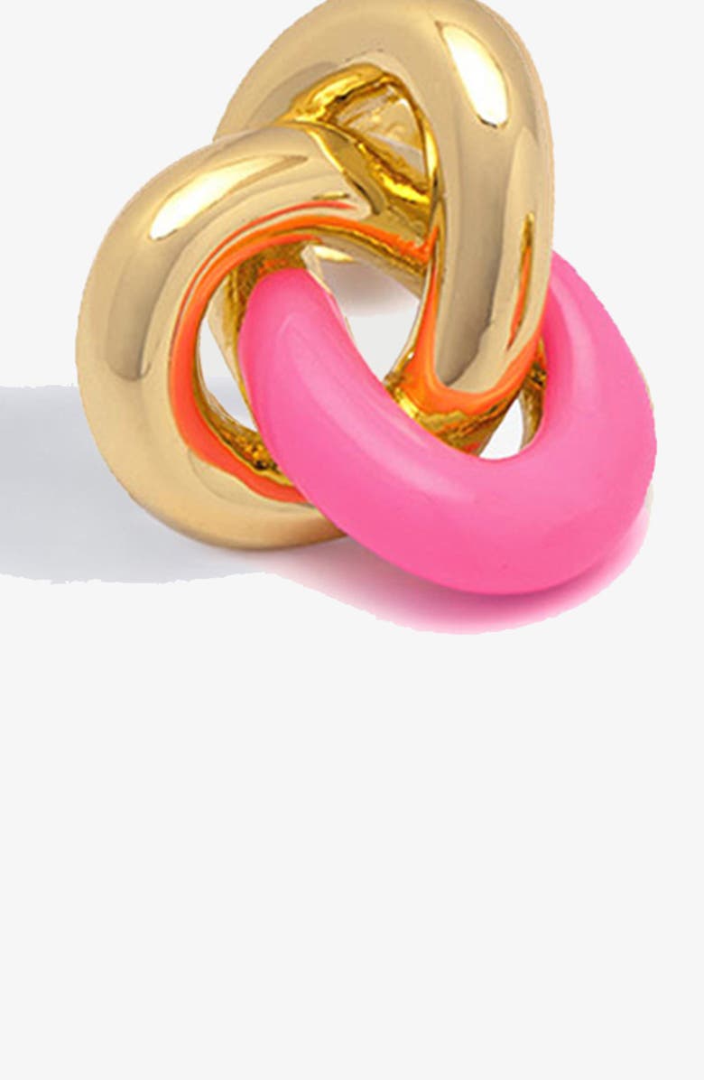 YOJ Kalno Midi Studs in Gold and Pink, Alternate, color, Gold / Pink Enamel