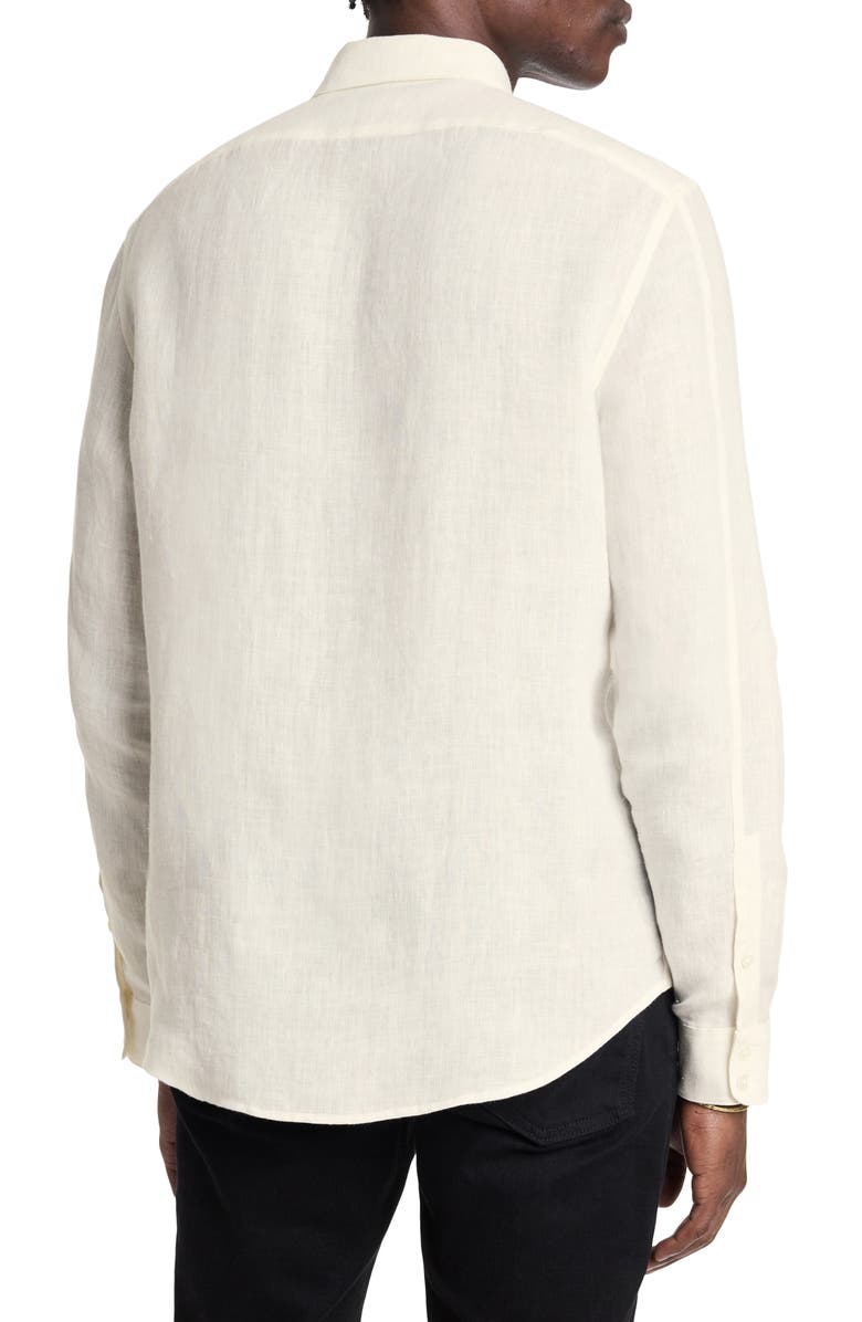 John Varvatos Bucks Linen Button-Up Shirt, Alternate, color, White