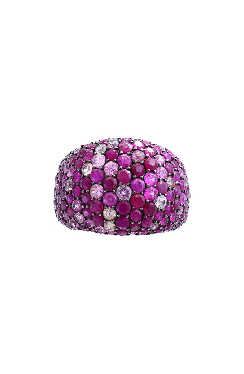EFFY Sterling Silver Pavé Ruby Domed Ring, Alternate, color, Pink