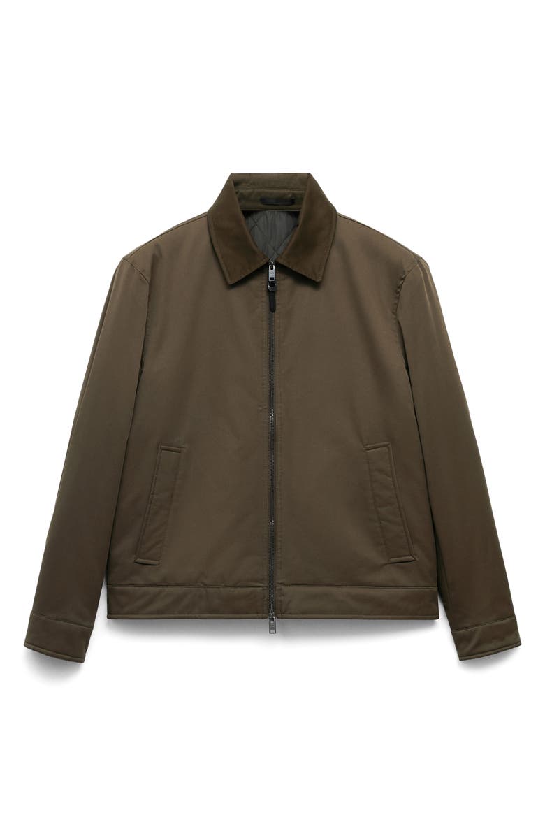 MANGO Cotton Blend Jacket, Alternate, color, Olive Green