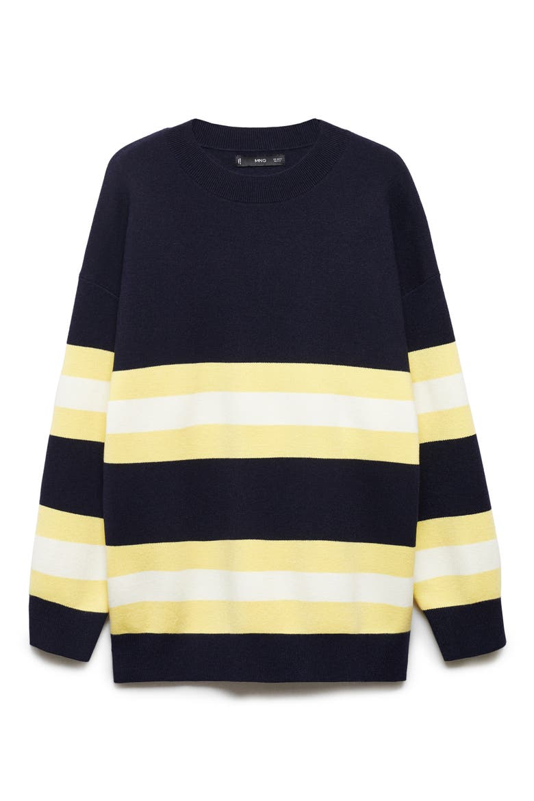 Wide Stripe Pullover Sweater, Alternate, color, DARK NAVY