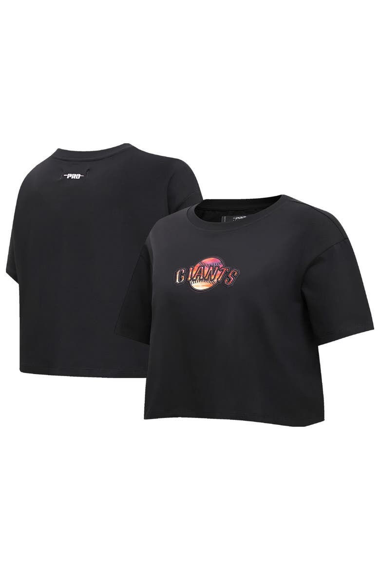 Women's Pro Standard Black San Francisco Giants Painted Sky Boxy Cropped T-Shirt, Alternate, color, Black