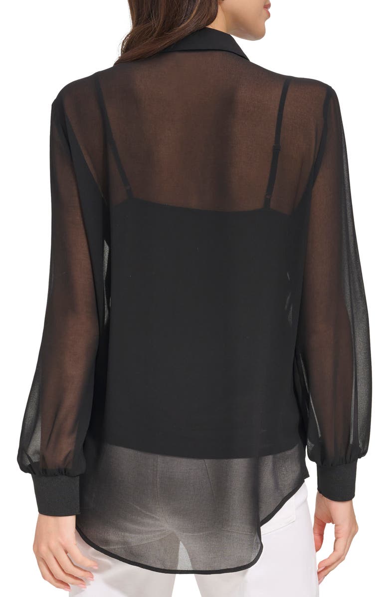 DKNY Chiffon Button-Up Shirt, Alternate, color,
