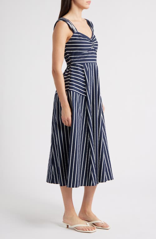 Zoe And Claire Mixed Stripe Sleeveless Sundress In Blue