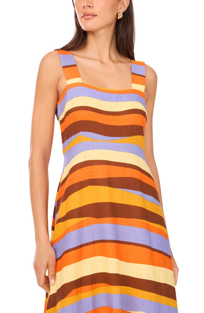 Vince Camuto Stripe Square Neck Midi Sundress, Alternate, color, 
