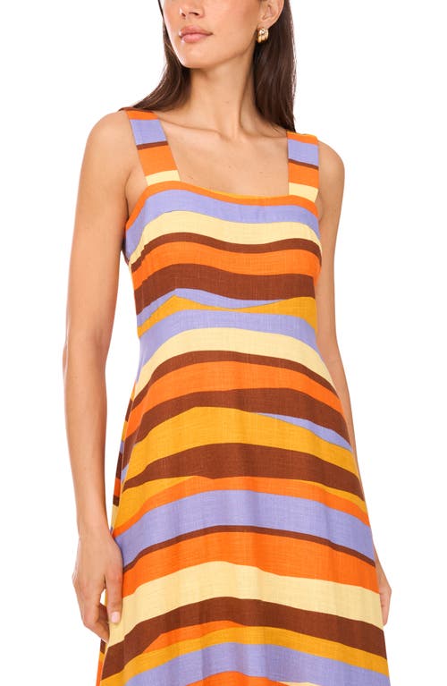 Vince Camuto Stripe Square Neck Midi Sundress In Multi