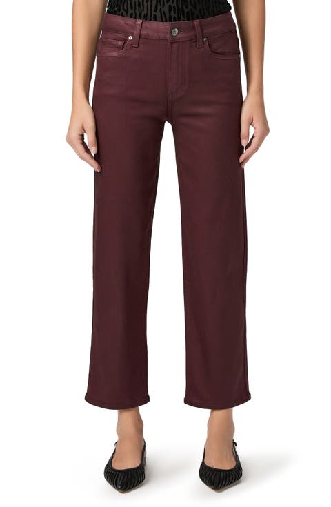 Mason Coated High Waist Ankle Straight Leg Jeans (Dark Oxblood Luxe Coating)
