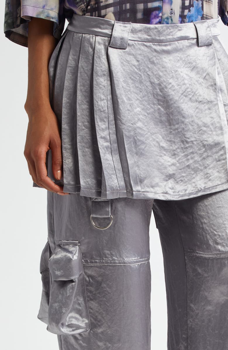 Collina Strada Clover Skirt Overlay Satin Cargo Pants, Alternate, color,