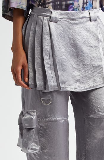 Collina Strada Clover Skirt Overlay Satin Cargo Pants