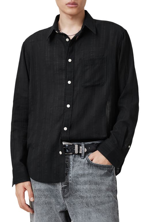 Allsaints Karmi Tonal Stripe Relaxed Fit Shirt In Black