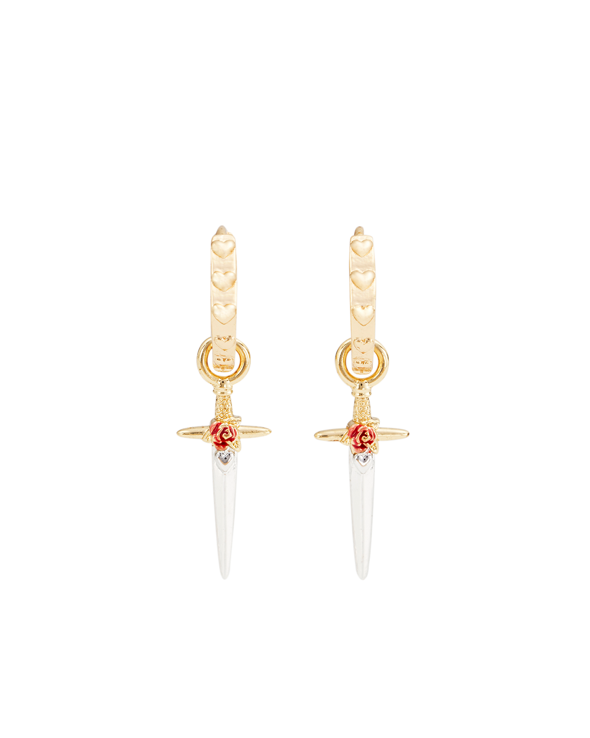 Fable England Rose & Dagger Huggie Earrings In Gold