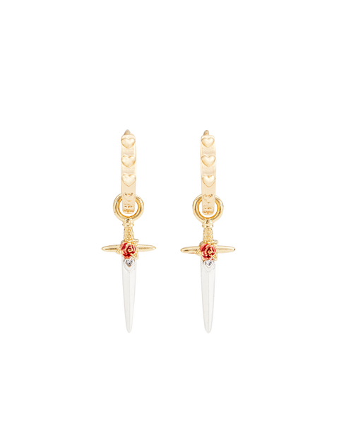 Rose & Dagger Huggie Earrings