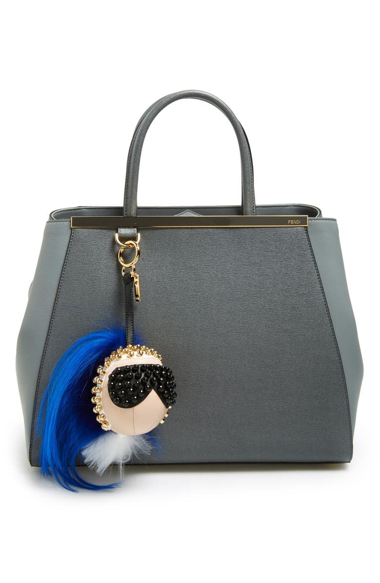 Fendi 'Karlito' Genuine Goat Fur & Lambskin Leather Bag Charm, Alternate, color, 