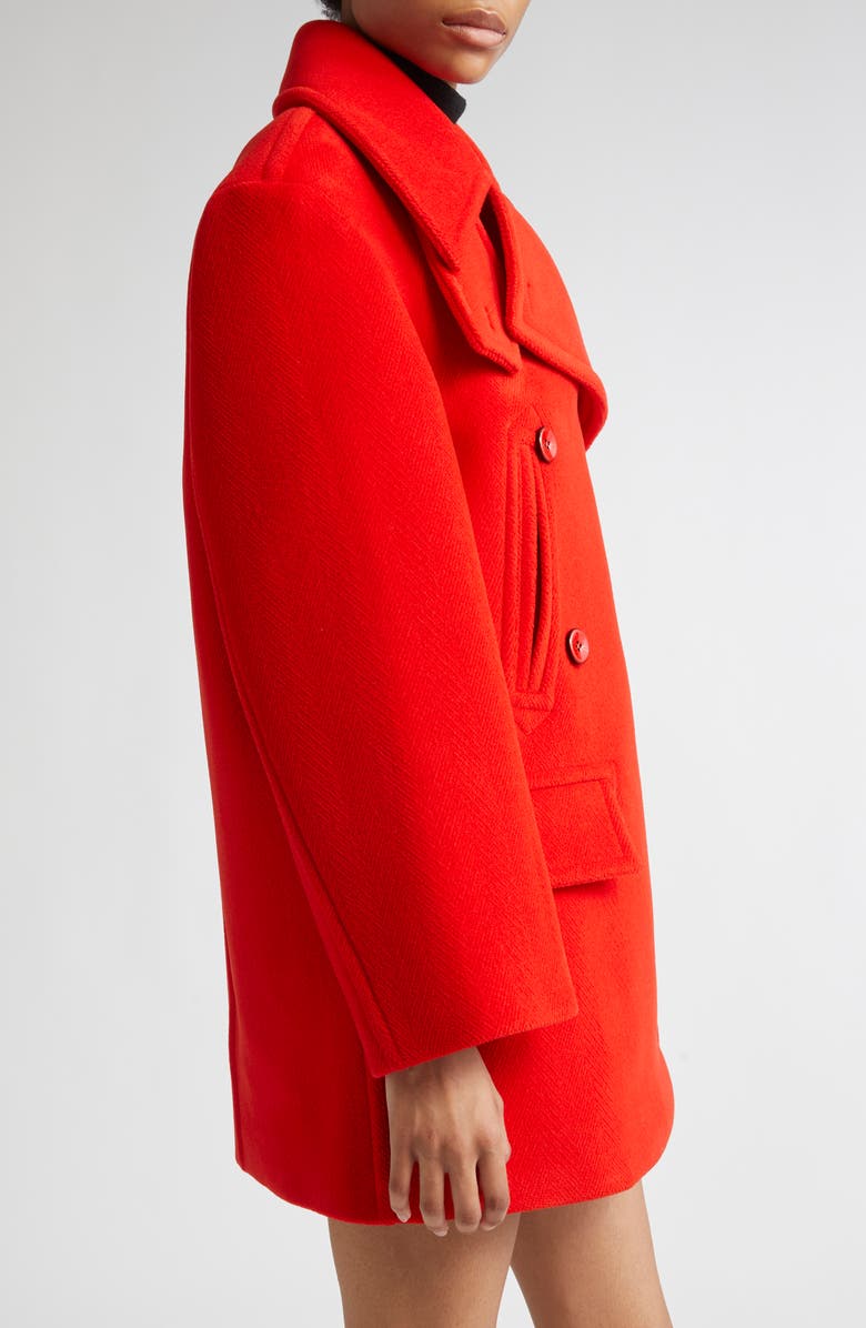 Jil Sander Double Breasted Elongated Wool Peacoat, Alternate, color, Strawberry