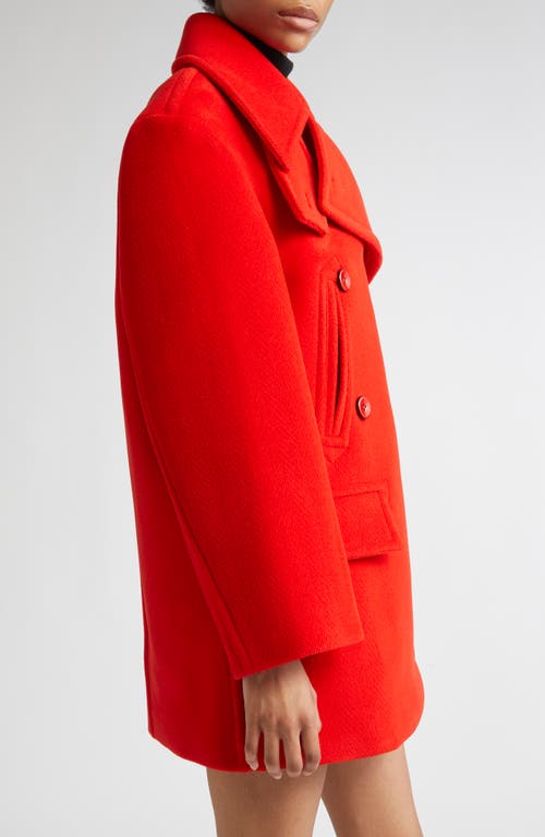 Jil Sander Double Breasted Elongated Wool Peacoat In Red