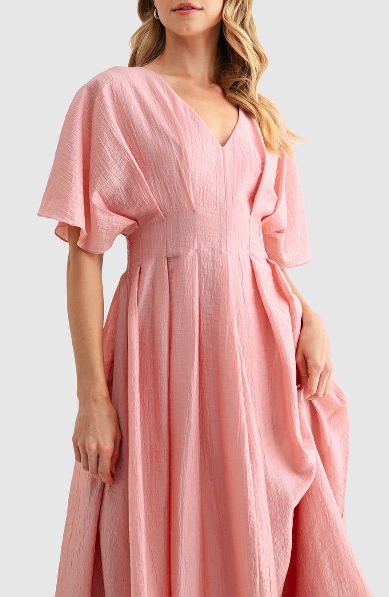 Mila Mae Short Sleeve Fit & Flare Maxi Dress, Alternate, color, Blush