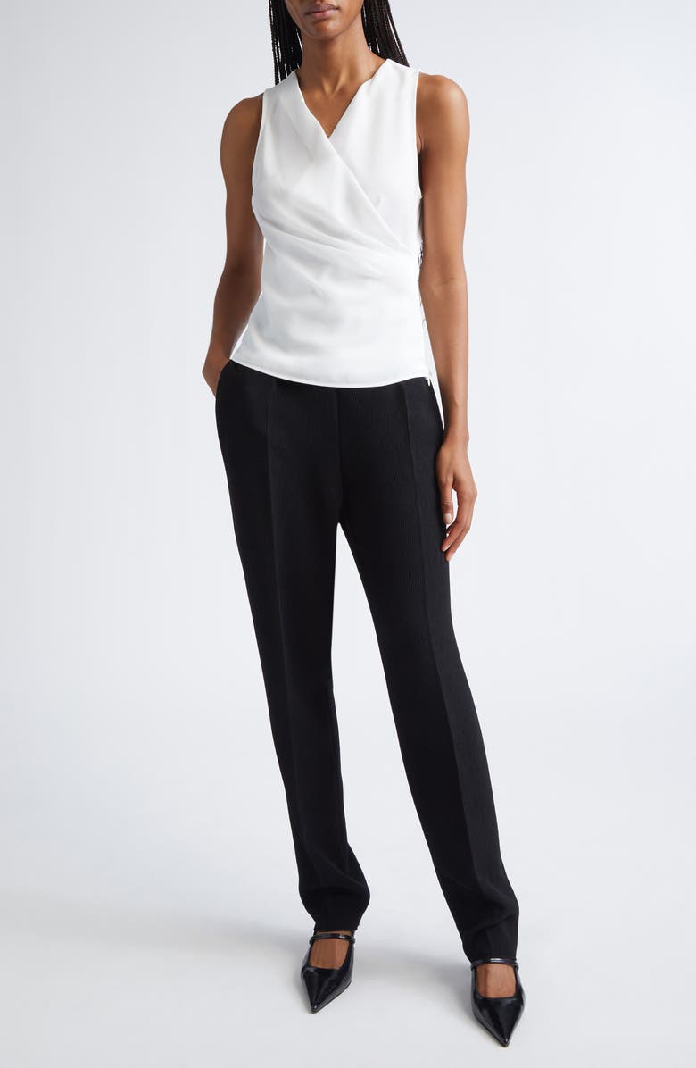 Emporio Armani Ruched Sleeveless Wrap Top, Alternate, color, Solid White