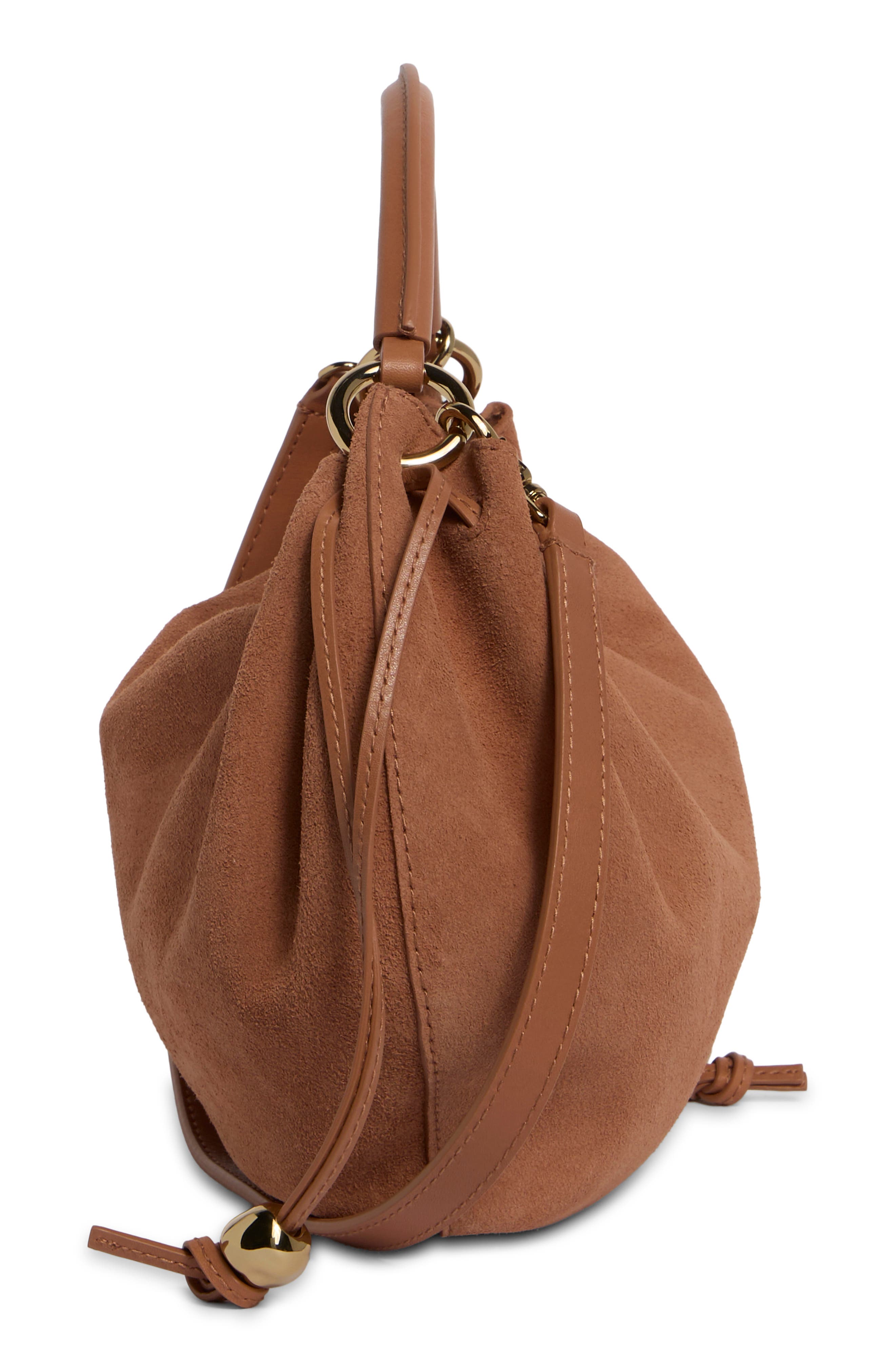 The Camren Gathered Suede Shoulder Bag, Alternate, color, WARM UMBER