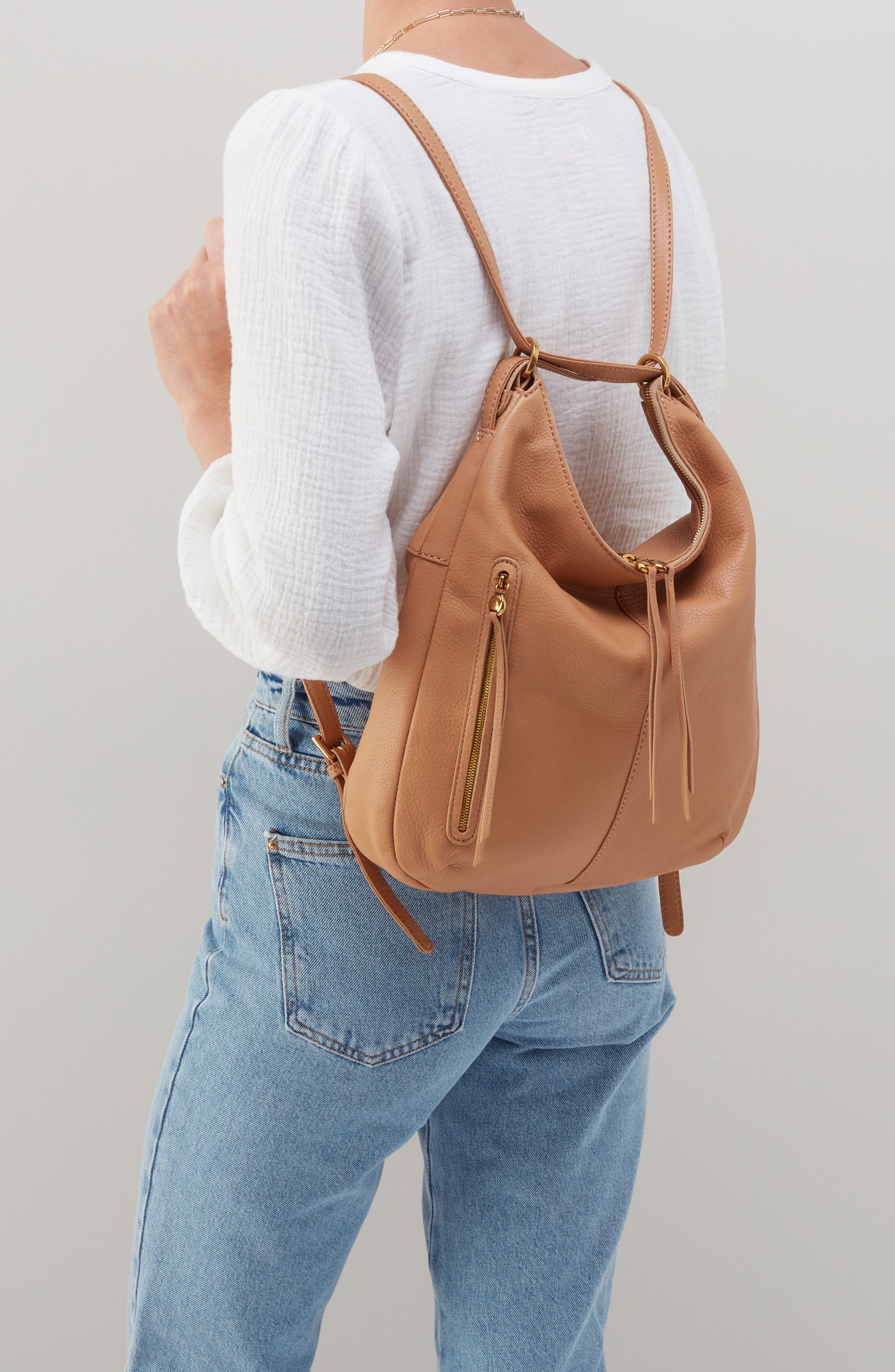 HOBO Merrin Leather Convertible Backpack, Alternate, color, Sandstorm