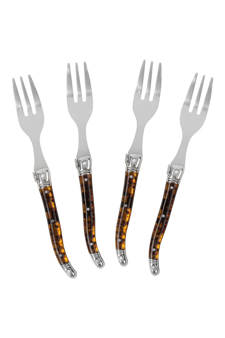 Laguiole 4-Piece Cake Fork Set, Alternate, color, TORTOISE SHELL