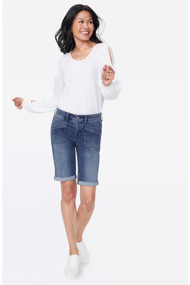 Utility Pocket Rolled Cuff Denim Shorts, Alternate, color, CLEAN LAZARO