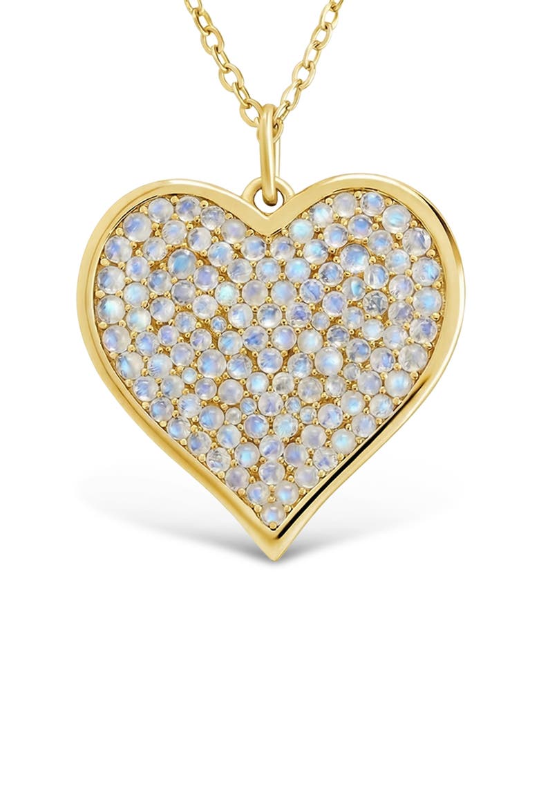 Sterling Silver Moonstone Heart Pendant Necklace, Main, color, GOLD