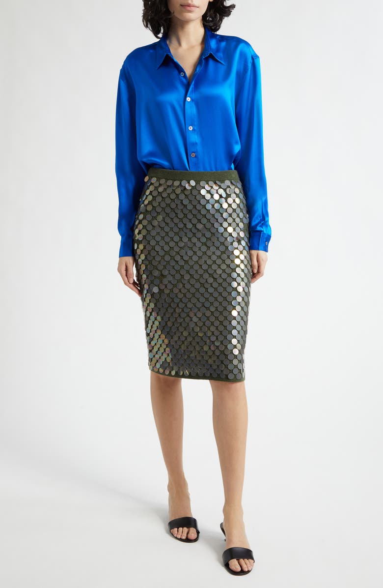 ZANKOV Jimmy Solid Silk Satin Button-Up Shirt, Alternate, color, Cobalt