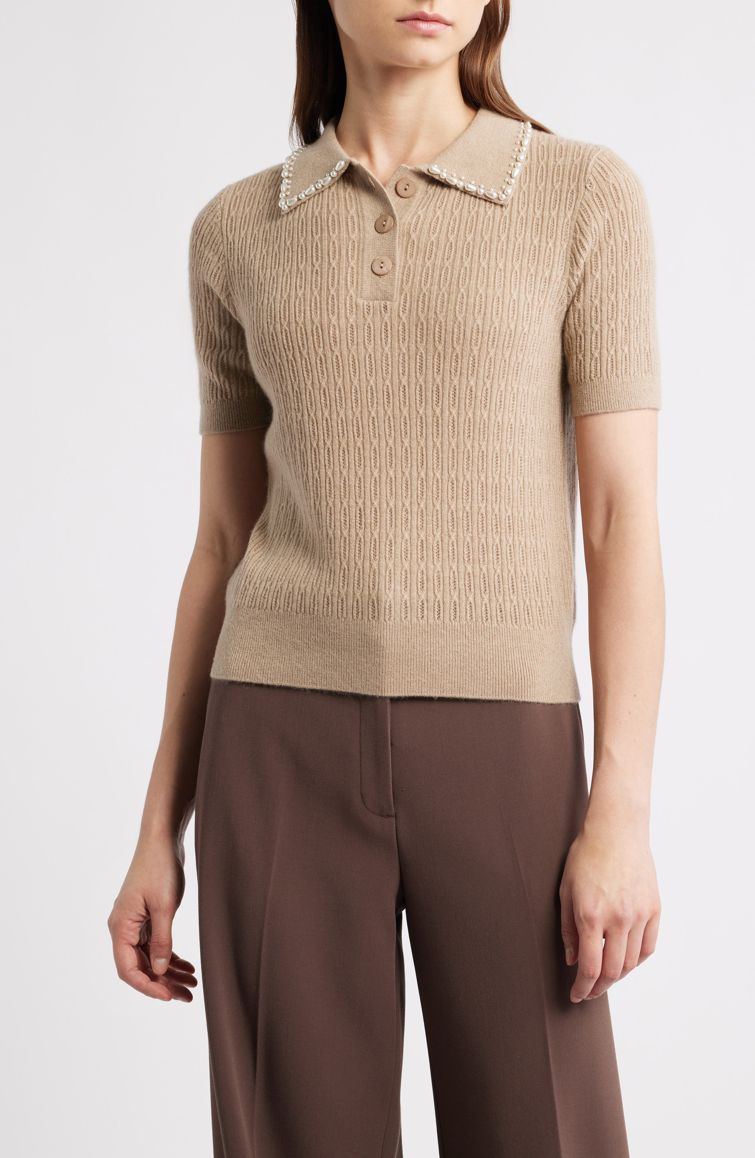 Elie Tahari The Stevie Cashmere Polo Sweater