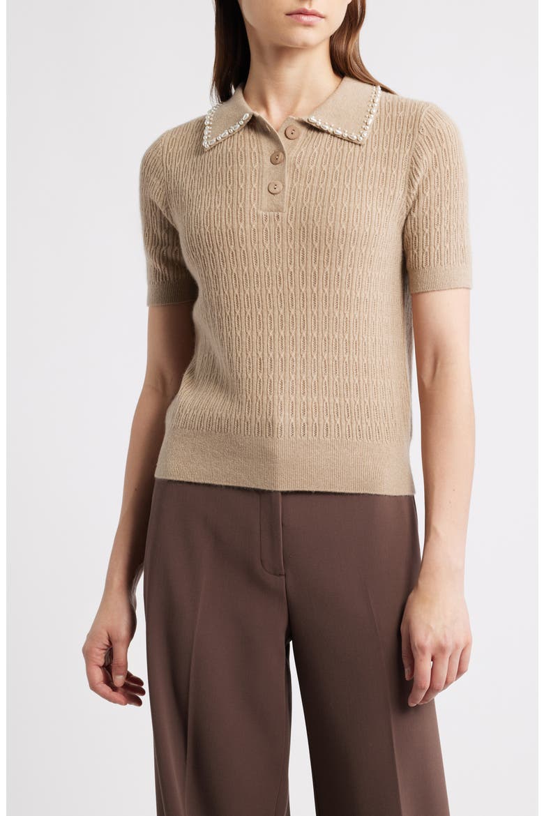 The Stevie Cashmere Polo Sweater, Main, color, CAMEL CROWN BEIGE