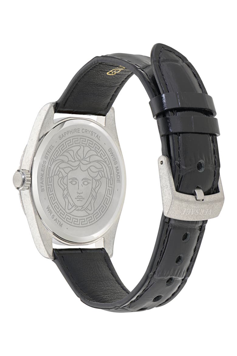 Millenyium Leather Strap Watch, 40mm, Alternate, color, STAINLESS STEEL