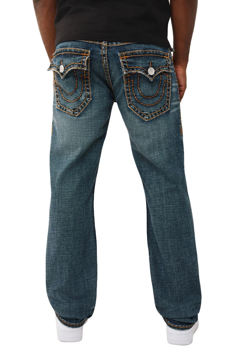 True Religion Ricky Super T Flap Straight Jeans, Alternate, color, Sideline Raw Dark Wash