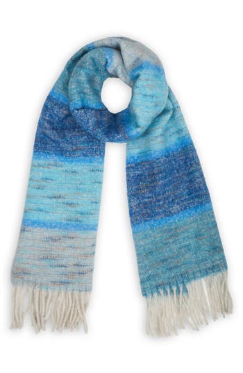 Saachi Cozy Oversized Fringe Scarf In Blue