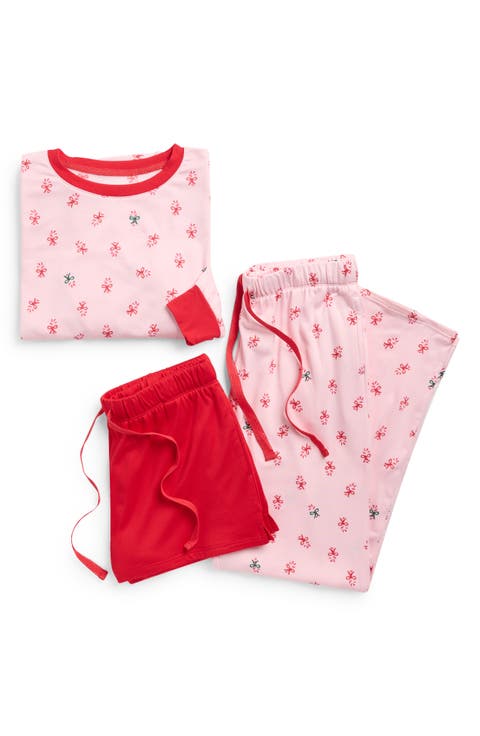 Holiday Long Sleeve Top, Shorts & Pants Pajamas