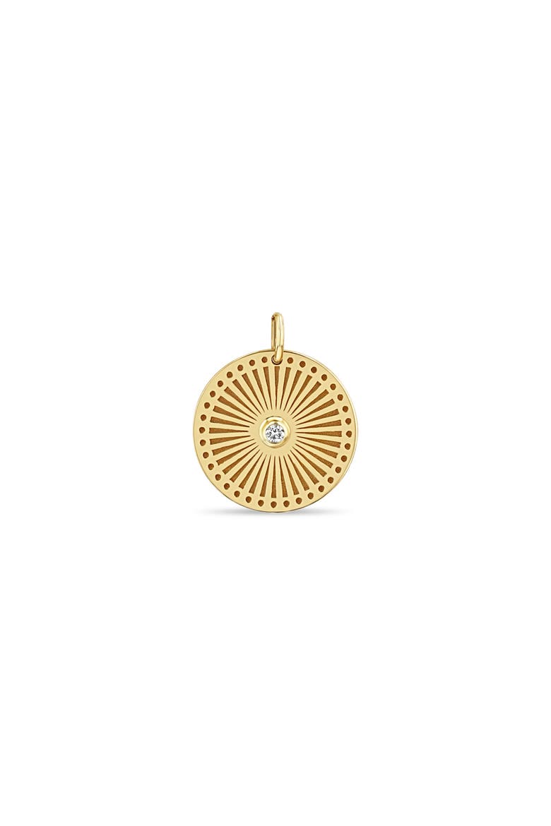 Small Sunbeam Diamond Medallion Charm, Main, color, YELLOW GOLD