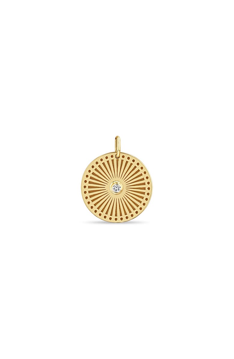 Zoë Chicco Small Sunbeam Diamond Medallion Charm, Main, color, Yellow Gold
