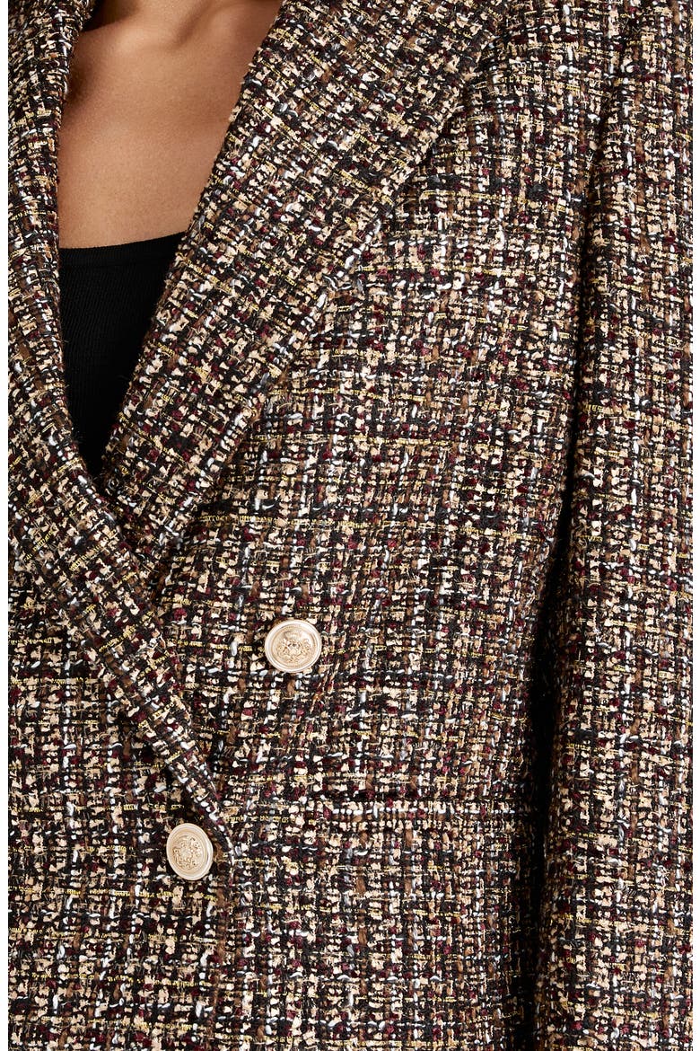 Metallic Double Breasted Bouclé Crop Jacket, Alternate, color, BLACK ESPRESSO