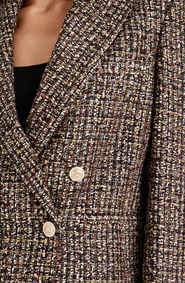 Tahari ASL Metallic Double Breasted Bouclé Crop Jacket, Alternate, color, Black Espresso