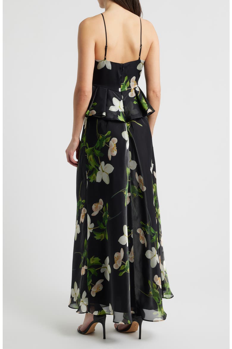 Floral Organza Gown, Alternate, color, BLACK MULTI