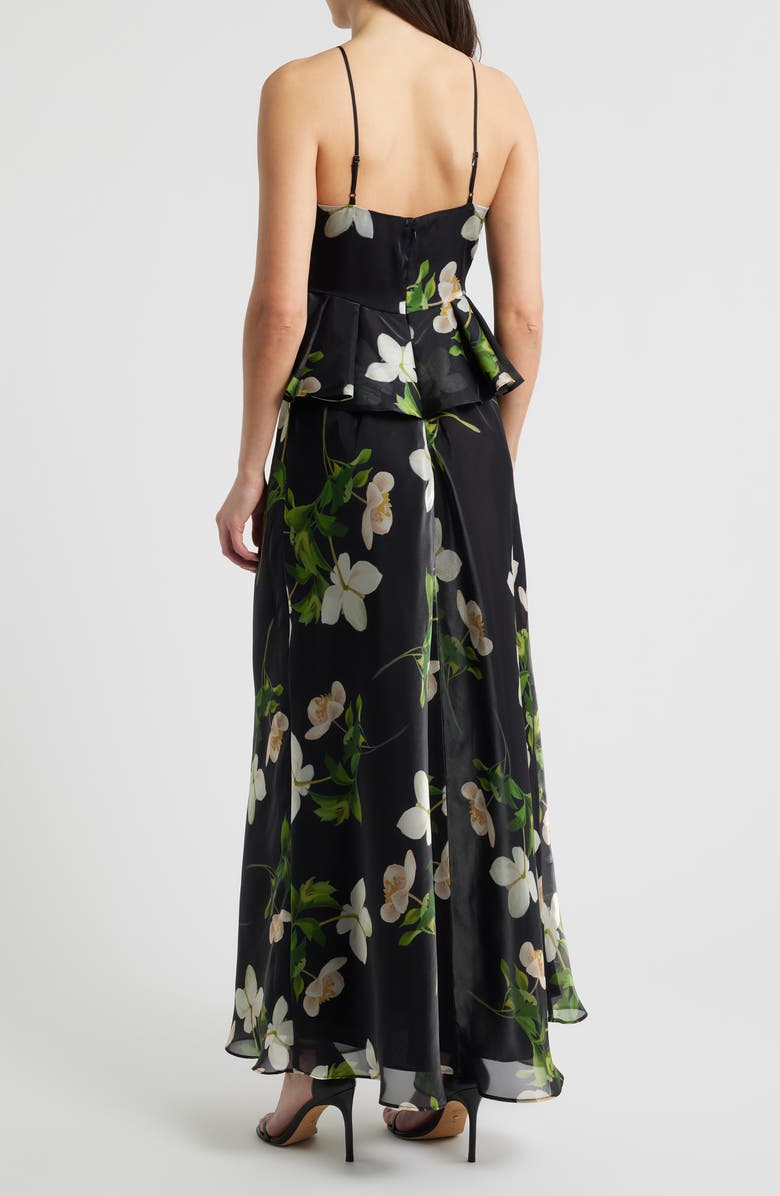 Julia Jordan Floral Organza Gown, Alternate, color, Black Multi