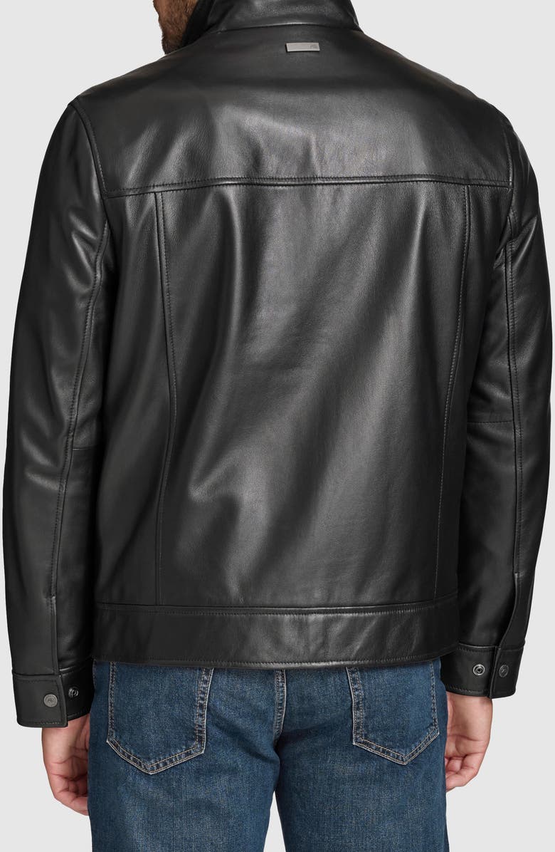 Andrew Marc Leather Moto Jacket with Attached Bib, Alternate, color, Black