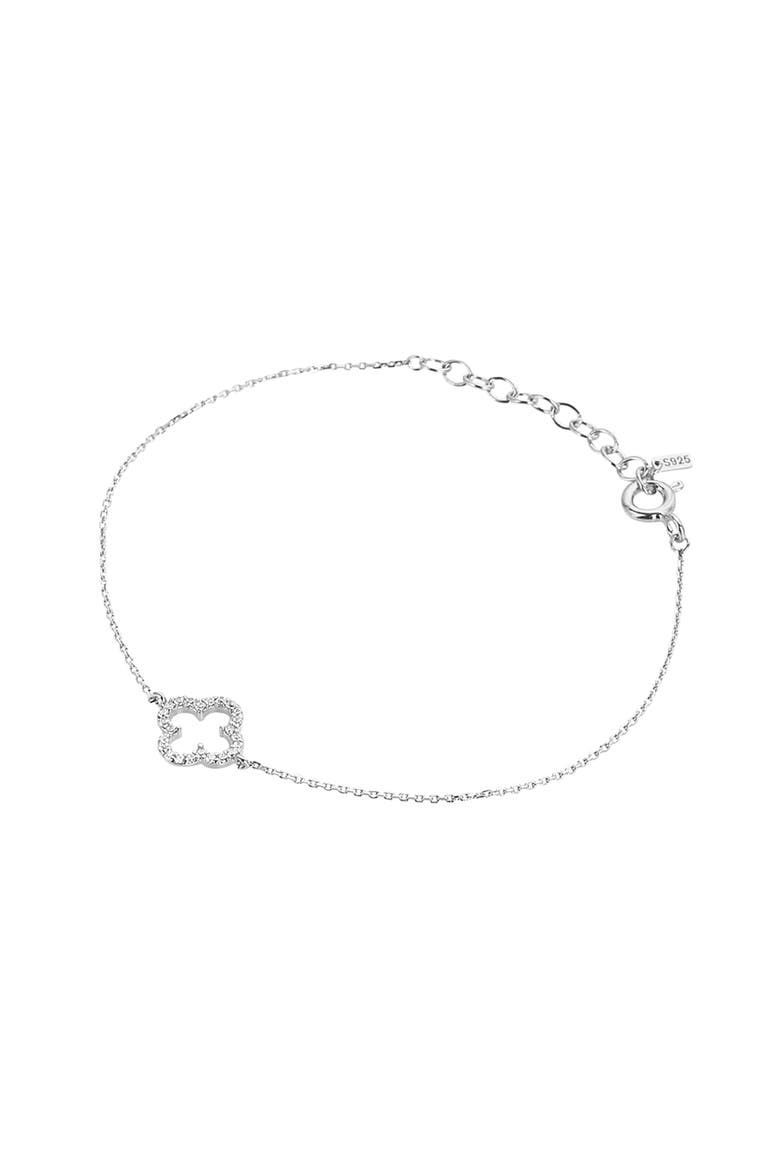 Sterling Silver 18k Gold Plated Aria Clover Bracelet Minimal Dainty, Main, color, Silver