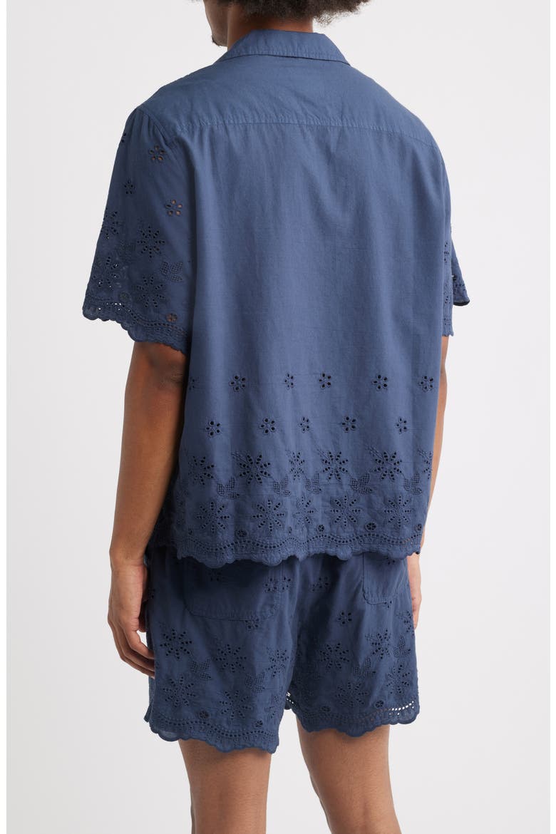Banks Eyelet Embroidery Camp Shirt, Alternate, color, NAVY