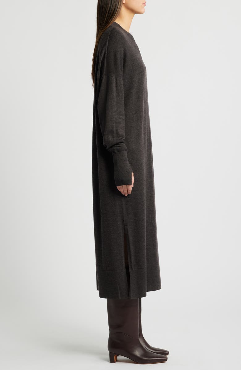 COS Long Sleeve Merino Wool Sweater Dress, Alternate, color, Brown Dark
