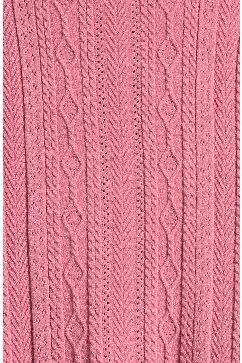 Kids' Reigh Cable & Pointelle Stitch Midi Dress, Alternate, color, PEONY
